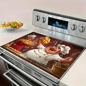 Kitchen Chef Theme Rubber Stove Protector, Heat Resistant, Non-Slip, Water Absorbent, Easy Clean, Oven Pad, Refrigerator Pad, Kitchen Counter Cover, Kitchenware