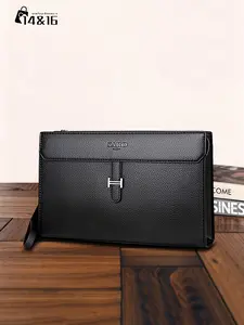 Men's Large Capacity Envelope Bag, Korean Style Casual Wallet Wristlet, Phone Commuter Handbag, Simple Shoulder Bag