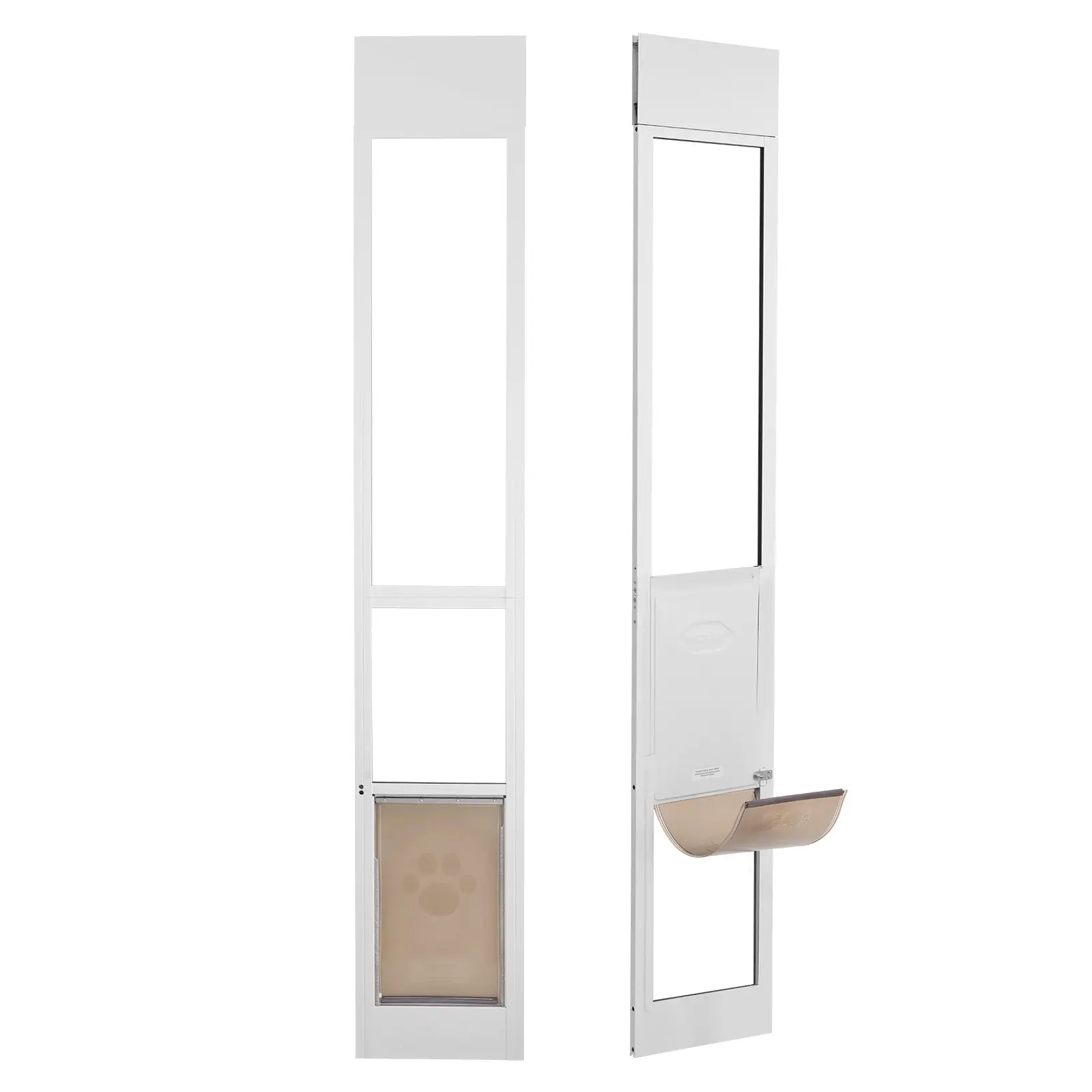 【summerfinds】VEVOR Dog Door for Sliding Glass Door, 75 7/8"-80 11/16" Adjustable Height Doggy Door for Sliding Doors, Aluminum Frame Tempered Glass Pet Door with Hinge Structure Flap and Lock for Medium-Sized Dogs