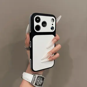 Premium White Leather iPhone Case - Slim Protective Cover, Aesthetic Minimalist Design, Smooth Grip, Customized Accessory for iPhone 17,16,15,14,13 Pro Max, Smartphone Protector