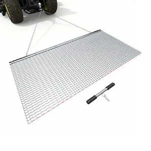 VEVOR Drag Harrow, 6x 3 ft, High-Efficiency Chain Harrow Rake, ATVs UTVs Tractors Attachments, Durable Galvanized Steel Mesh Drag Mat with Towing Chain, for Gravel Driveway Ruts Farm Field Leveling