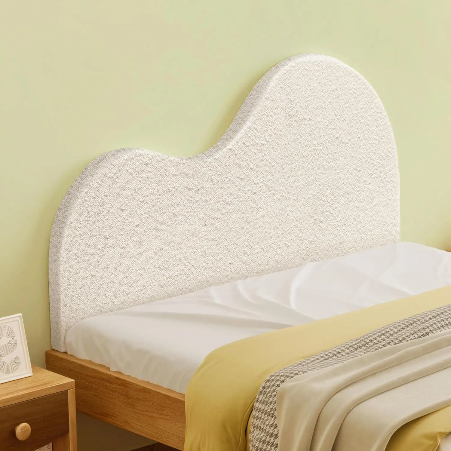 Cloud Headboard Pillow with No-Gap Design, Soft Teddy Fabric Bed Headboard Cushion, Comfortable Back Support for Reading & Bedroom Decoration