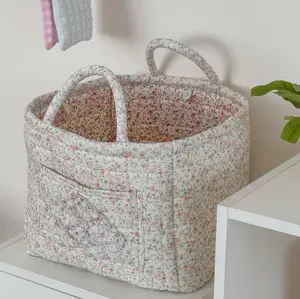 Floral Foldable Cotton Storage Basket - Organiser for Home Decor & Storage Solutions - Flower