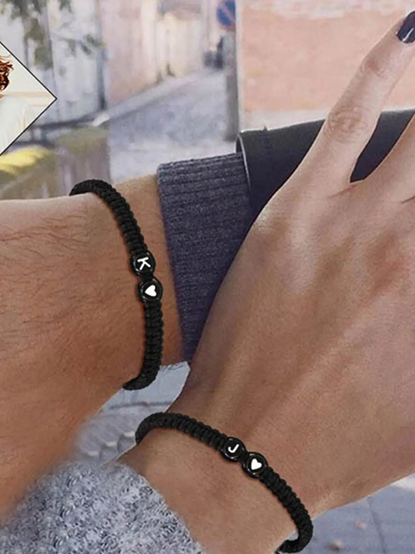 Black and White Heart-Shaped Alphabet Beaded Bracelet, Heart Design Bracelet, 26-Letter Braided Bracelet, Heart Bracelets for Daily Wear, Vacations and Dates, Fashion Jewelry, Perfect Small Gift for Birthday and Special Occasions