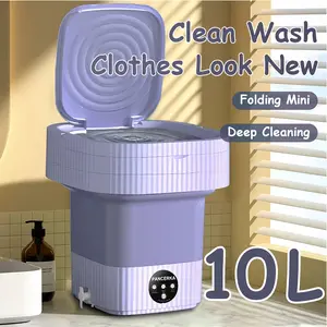 PANCERKA Foldable Portable Washing Machine 10L, Mini Washer for Travel, RV, Dorm, Apartment & Camping - No Installation Needed