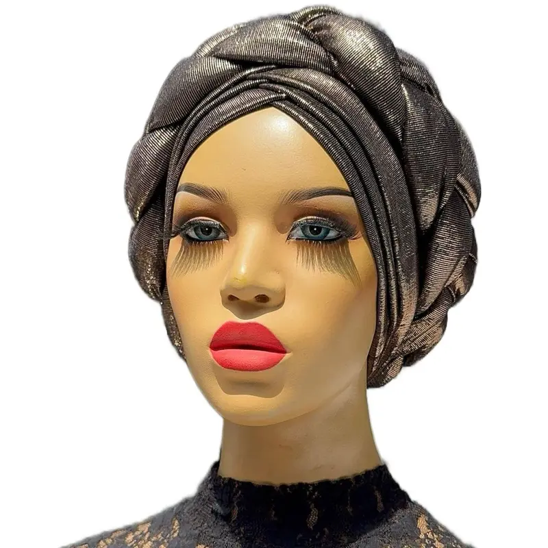 Women's Metallic Iridescent Turban Head Scarf - Lightweight Silk-Feeling Fringe-Trim Bandana, Stylish Hairwrap Shawl for Versatile Occasions