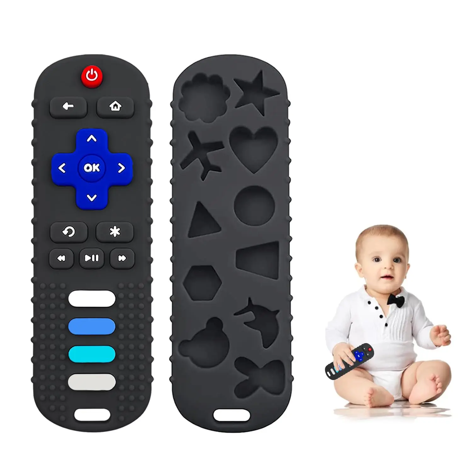Soft Silicone Remote Control Teether Toys for Babies 3-6, 12 Months, Teething Relief Teething Stick, Newborn Gifts, Soft Silicone Teethers, Care