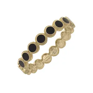 BIANCA ENAMEL DISC HINGE BANGLE IN BLACK