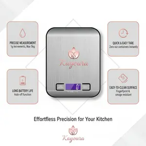 Kayoura Digital Kitchen Scale - High Accuracy Max 5000g Food Scale with Precise Measurement & Long Battery Life