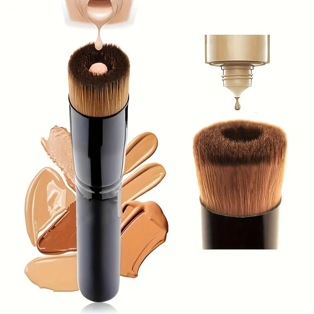 Flawless Foundation Brush - Flat Top for Liquid, Cream & Powder Makeup - Buffing, Stippling & Concealing Tool with Nylon Bristles