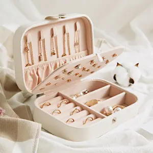 Portable Jewelry Box Organizer Leather Jewelry Ornaments Case Travel Storage Velvet Adjustable Ear