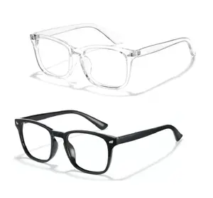 [Can Block 99% Blue-light] Fashion Computer Gaming Glasses Square Classic Retro Clear Lens Eyeglasses for Women Men High Quality Transparent Frame Comfortable Wearing