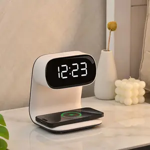 4-in-1 Multifunctional Bedside Lamp with Wireless Charger and Digital Alarm Clock for Heavy Sleepers and Students Tidying Up Nightstands at Home