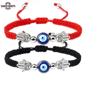 LuneMart Red Bracelet - Turkish Charm Braided Rope, Evil Eye Motif, Adjustable Unisex Black Bracelet with Charms, Multi-Style Sports Wristbands, Fashion Jewelry Friendship Gifts