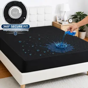 Bepatio Waterproof Mattress Protector For Queen,Twin Size,6''-18'' Deep Pockets Fitted Sheet, Breathable Friendly Fabric & Machine Washable Cooling Bedding Cover for Bedroom, Guest Room,Solid Color, bamboo sheet set