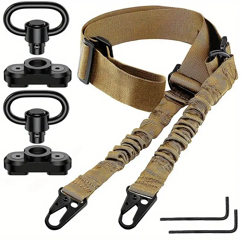 Double Point Tactical Belt, 1 Set Double Point Nylon Rope Qd Buckle Belt, Safety Rope for Real CS, Outdoor Shooting, Hunting Accessories