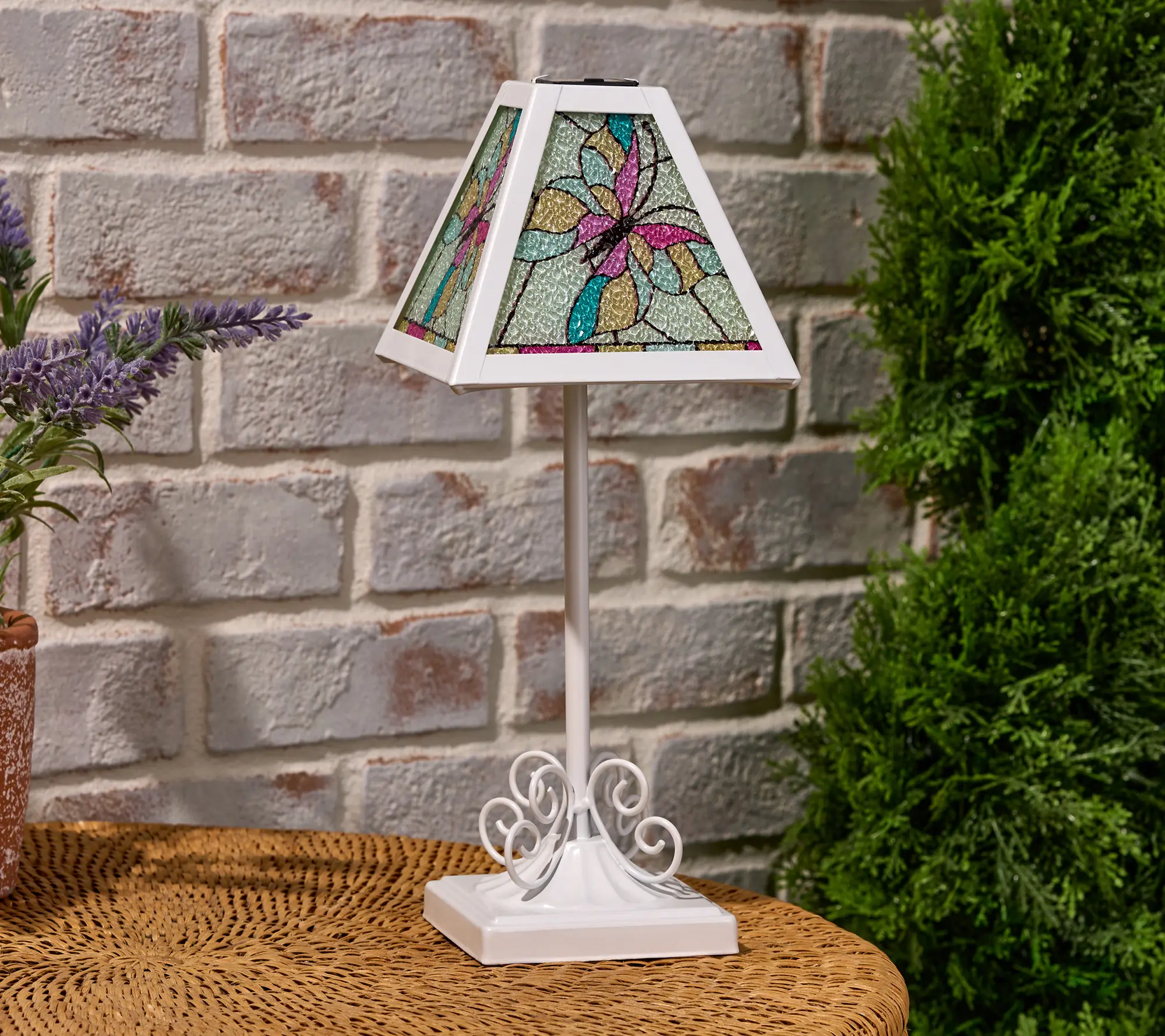 Garden Reflections Solar Faux Stained Glass Table Lamp Garden Reflections Solar Faux Stained Glass Table Lamp
