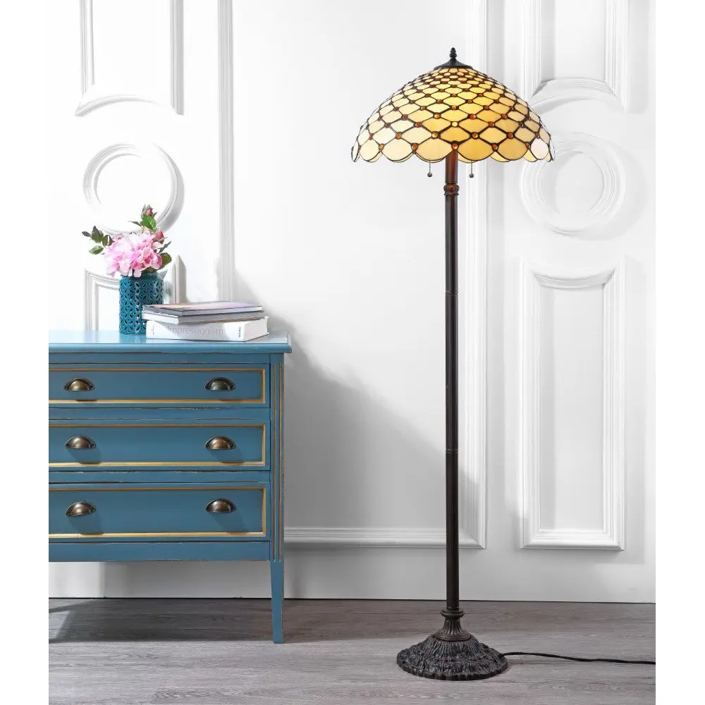 JONATHAN Y Lee Tiffany LED Floor Lamp; for Living Room,Bedroom, Kitchen, Office