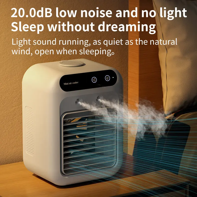 Portable Air Cooler With Mist  Small Desktop Air Conditioner Fan, 3 In 1 Humidifying Cooling Fan For Home, Dorm And Office, Mobile Evaporative Cooler With Water Spray