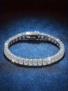 Unisex Tennis Bracelet S925 Plated Full Diamond Design, Electroplated Trendy Casual Jewelry for Men & Women, Perfect Gift for Friends, Tennis Chain Bracelet