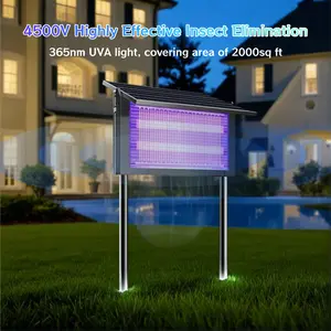 TazTir Bug Zapper Outdoor Solar Powered, Mosquito Zapper Indoor with 4500V High Powered, Electric Fly Zapper with Extension Cord and Grounding Bracket,Waterproof Mosquito Killer, Fly Zapper, Electric Trap Ideal for Patio, Backyard