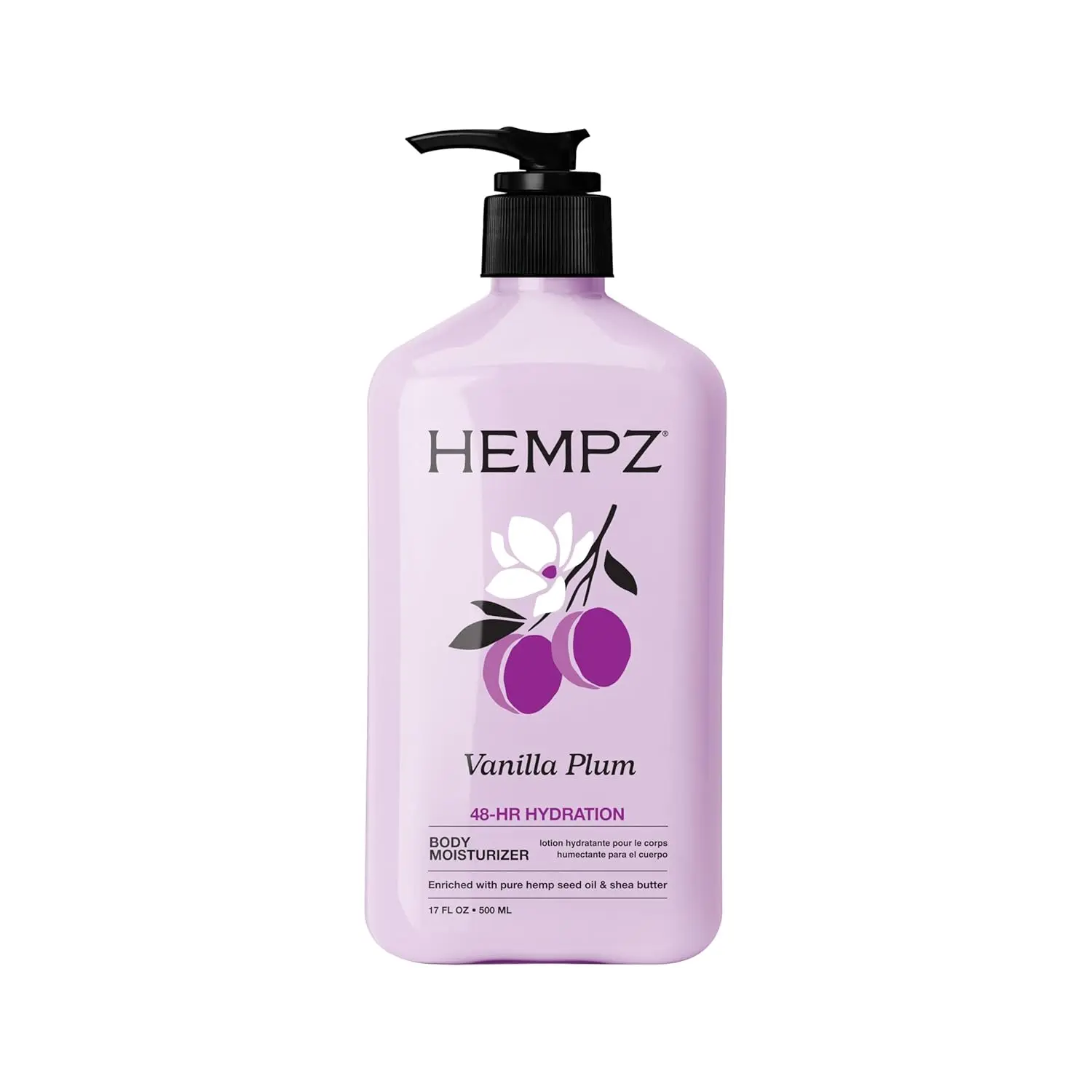 Hempz Limited Edition Vanilla Plum Hydrating Body & Hand Lotion 17 oz | Kakadu Plum Extract & Shea Butter, Hemp Seed Oil for Dry Skin, 48-Hour Hydration, Vegan & Cruelty-Free, Paraben-Free