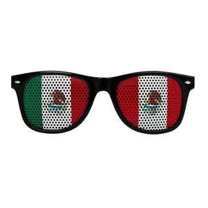 Pair of Mexico Sunglasses Patriotic Flag Design, Black Frame