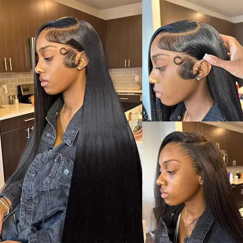 Bling Hair Beautiful Hd Transparent 13x6 Lace Frontal Human Hair Wigs Straight 13X4 Lace Front Wig 32 34 Inch 4x4 Lace Wig For Women Natural Color