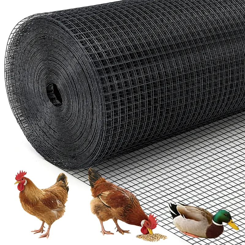 24 inches wide Welded Type Black Hardware Cloth, 1/2in 19Ga PVC-Vinyl Coated Wire Mesh Fence Roll (100ft), for Chicken Coop, Securing Your Garden & Home Improvement