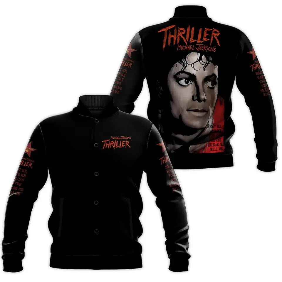 Michael Thriller Limited Edition Baseball Jacket, Unisex Varsity Baseball Jacket, Casual Sport Streetwear Coat
