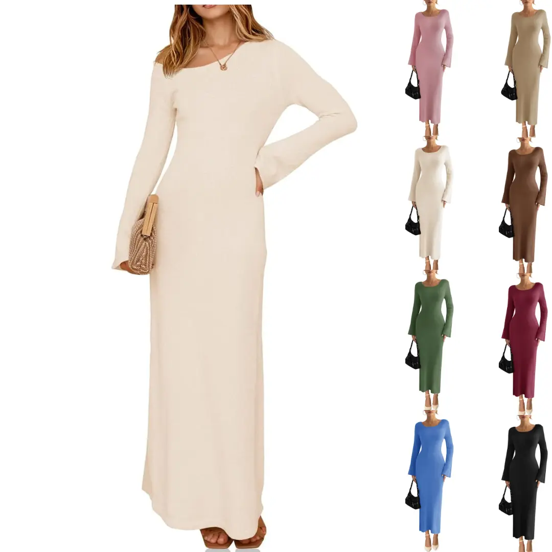 Imily Bela Womens Fall Off The Shoulder Bodycon Sweater Dress 2025 Formal Long Sleeve Elegant Cocktail Party Maxi Dresses