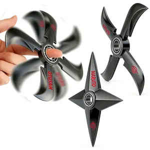 Ninja Star Finger Spinner Toy, Metal Shuriken Fidget Spinner, Anime Style Rotating Throwing Star Toy for Kids Teens