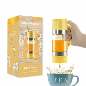 Aelga Glass Honey Dispenser kitchen items No Drip No Mess Leak-Free Design with Handle for Maple Syrup Maintains Freshness Easy to Clean Refill Perfect for Everyday Use