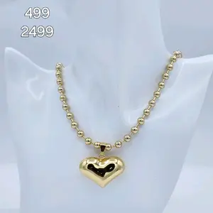 Heart Pendant # 499 Ball Necklace  # 2449 - Beautiful Design for Women 20 inches -Versatile and Elegant jewelry
