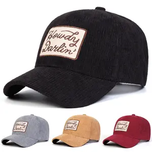 Unisex Polyester Corduroy Letter Embroidery Cap - Adjustable Fitted Fashion Hat, Outdoor Sunscreen Leisure Headwear for Spring Autumn Travel, Local Shop Find