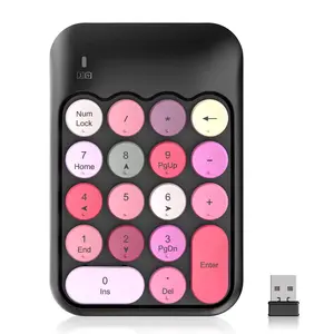 Wireless Number Keyboard, Cute 18-Round Keys Numeric Keypad with 2.4G Mini USB Receiver, Portable Silent Number Numpad Financial Accounting for Laptop, PC, Notebook, Desktop, Surface new office setup