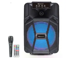 Supersonic IQ Sound IQ-2108BT Cyber Flex8 8" Portable Bluetooth Speaker w/TWS, LED Lights, USB/SD/AUX/Mic/FM, 5W RMS, 1200mAh