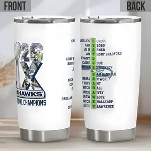 BNB [Football Gift] Seattle Champ 2026 Tumbler 20oz/30oz - Sup Bowl L.x Cup - Team Spirit Football Tees, Gift Fan Sport, Travel Cup, Insulated Water Bottle Drinkware