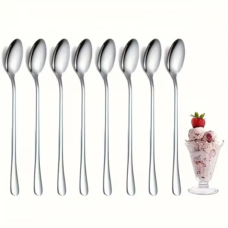 8-Piece Coffee Spoon Set, Long Handle Stainless Steel Stirrers, Stirring Spoons, Mini Spoons for Smoothies, Desserts, Honey, Seasoning, Cocktail Mixing