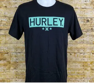 Hurley Oversized Logo Graphic T-Shirt Men's Black Short Sleeve Surf Skate Casual Streetwear Tee