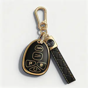 Key Fob Shell for Chevy Suburban Tahoe Traverse/GMC Acadia Yukon/Cadillac Escalade SRX/Buick Enclave/Saturn Outlook 5 Button Car Keyless Entry Remote Key Fob Case Cover (Black White) Smart Fob Replacement Cover