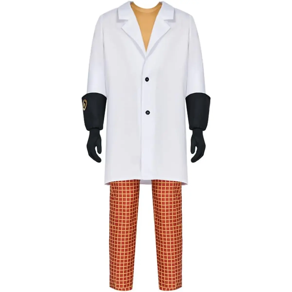 Dr Nefario White Lab Coat Orange Plaid Pants Cosplay Costume Set with Gloves for Comic Con