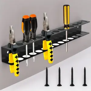 Screwdriver Organizer Wall Mount with 14 Holes, Metal Plier Holder, Utility Tool Holder Organizers and Storage Rack for Garage, Workshop,Workbench,Tool Chest Cart