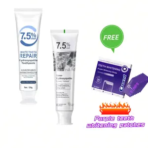 7.5% Hydroxyapatite Toothpaste Combo Pack + Free Purple Teeth Whitening Strips – Peroxide-Free, Enamel-Safe, Stain Removal
