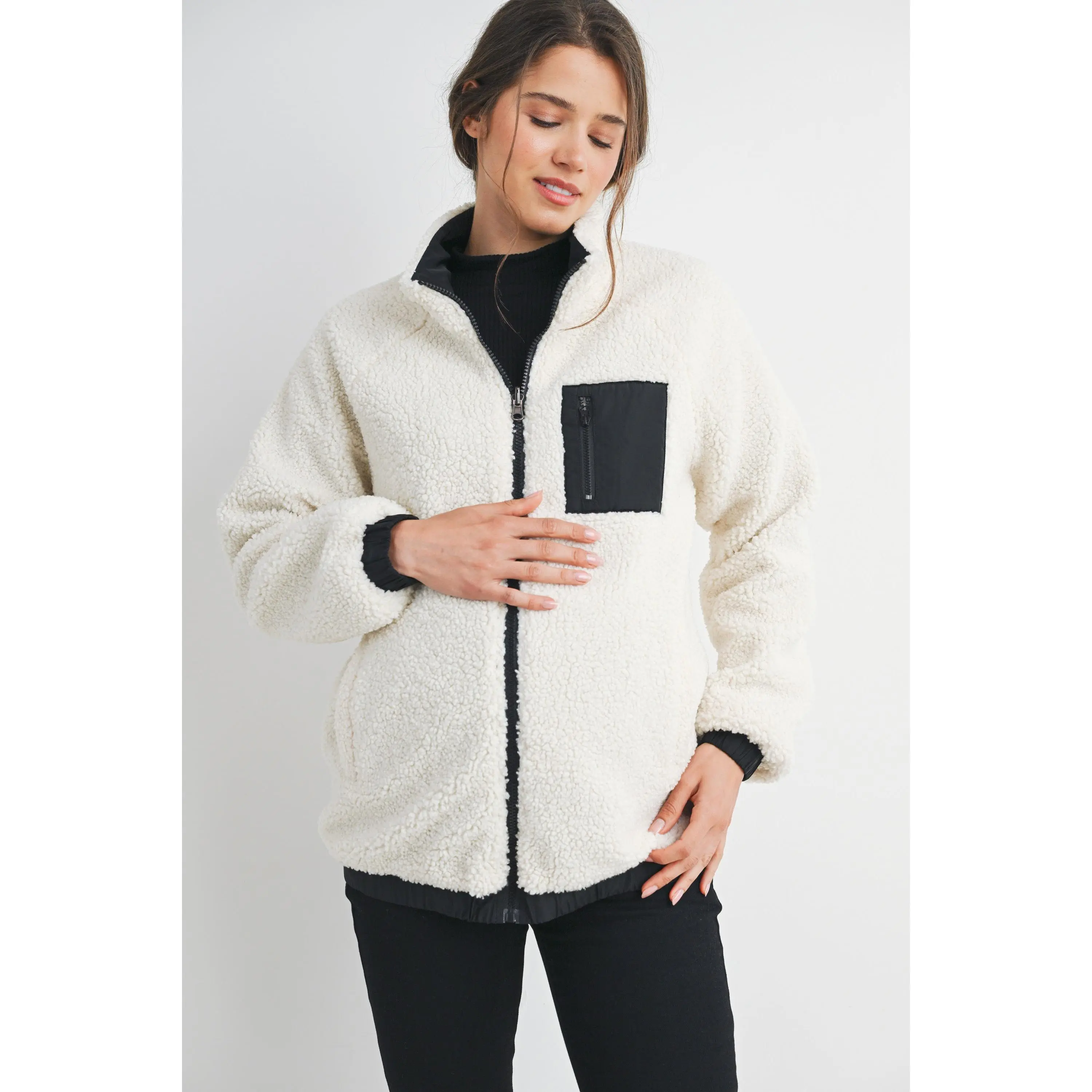 Teddy Zip Up Maternity Fleece Jacket