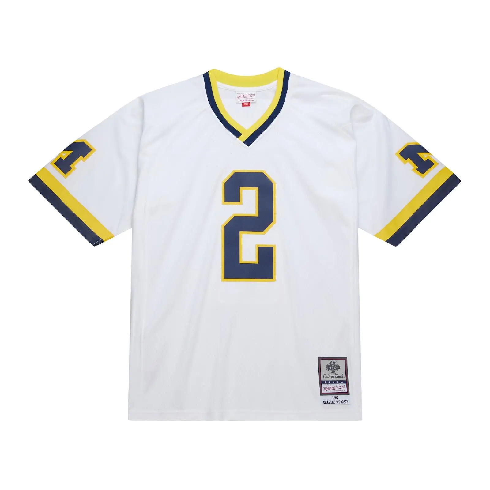 Charles Woodson Michigan Wolverines 1997 White Legacy Jersey NCAA Throwback Mitchell & Ness
