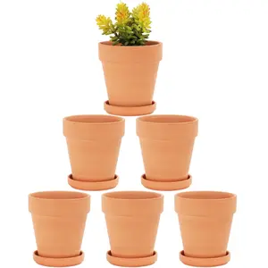 Terra Cotta Pots with Saucer- 6-Pack Small Terracotta Pot Clay Pots 4'' Clay Ceramic Pottery Planter Cactus Flower Pots Succulent Pot with Drainage Hole-  for ,Crafts terra cotta planter