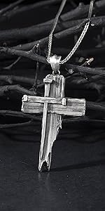 Cross Necklace for Men - Real 925K Sterling Silver Pendant, Timeless Symbol of Faith, Oxidized Silver Crucifix Necklaces