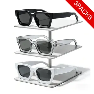 3 Pairs Simple Sunglasses For Everyday Use,Unisex Outdoor Travel and Vacation Sun Protection Glasses,Square Eyewear,Personalized Glasses For Women&Men