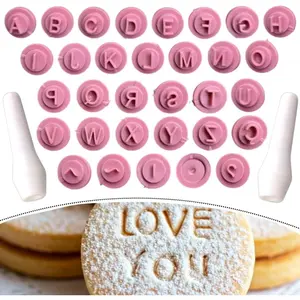 35 Pcs Complete Alphabet Letter Stamps for Cookies Sweets Clay Ceramics, Also Used as Cookie and Brazilian Brigadeiro Stamps